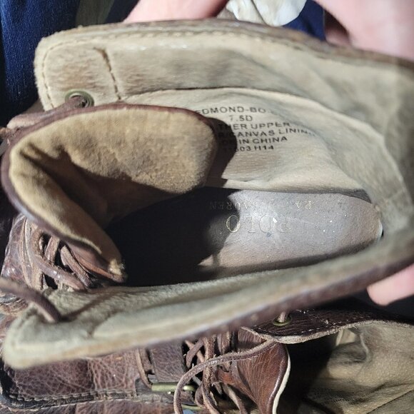 Polo By Ralph Lauren Ranger Men's Distressed Brown Leather Buckle Boots Size 7.5 - Picture 16 of 17